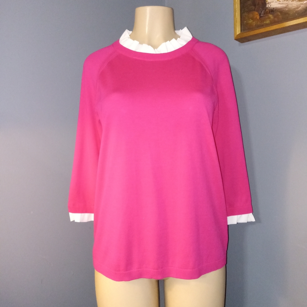 💣TALBOTS (NWT) PINK W/ WHITE TRIM SZ XP